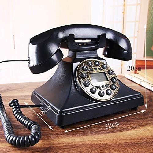 NSHDR Telefon-Antika Telefon Retro Sabit Ev Ofis Telefonu Siyah Metal Rotasyon