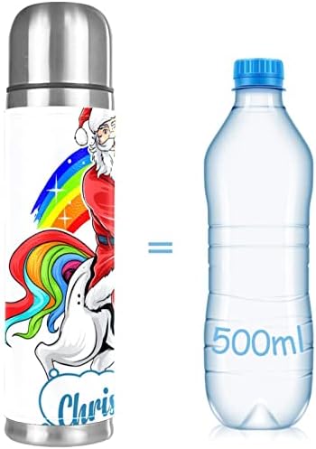 Termos bardak Santa Unicorn vakum yalıtımlı su şişesi 16Oz Termo kupa erkekler kadınlar için