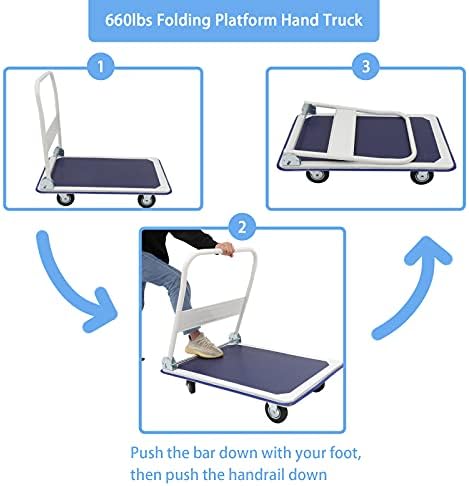 Platform Kamyonları İtme Arabası Dolly 660lb Ağırlık Kapasitesi Platform İtme Arabası Katlanabilir Hareketli Platform 360 Derece