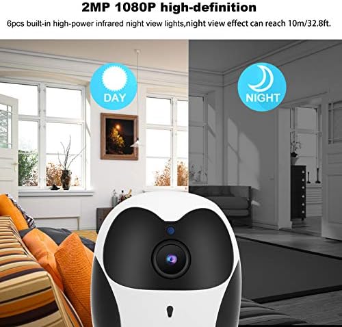 Lazmin112 Ev Güvenlik Kamerası, 1080P HD Kamera WiFi Akıllı 4X Zoom, 360 Derece Döndürme, Hareket Algılama, Gece Görüş, İki Yönlü