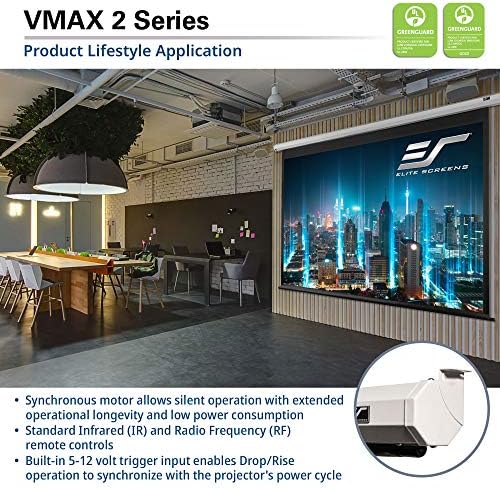 Elite Ekranlar VMAX2, 135-inç 16: 9, 24 Damla, Elektrik Motorlu Damla Aşağı HD Projeksiyon projeksiyon perdesi, VMAX135XWH2-E24