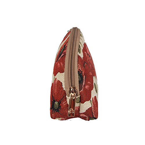 Haşhaş Çiçeği Tasarımlı Kadınlar için Signare Goblen kozmetik çantası makyaj çantası (COSM-POP)