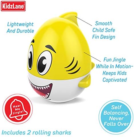 Bebekler ve Küçük Çocuklar için Kidzlane Köpekbalığı Banyo Oyuncak / Ses Efekti ile 2-Pack Pembe ve Sarı Banyo Oyuncak / Bebekler