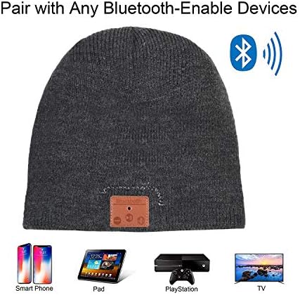 Bluetooth Bere Şapka, Bluetooth 5.0 Kış Örme Müzik Kapağı Dahili Kulaklıklar ve HD Hoparlörler, Onun için Benzersiz Hediyeler