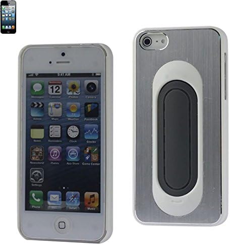 Reiko Kablosuz iPhone 5/5S Metalik Koruyucu Kapak, Virajlı Geri İzleme Standı-Perakende Ambalaj-Beyaz