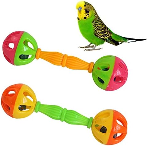 KESİO Pet Kuş Papağan Parakeets Conures Oyuncaklar, Hollow Çift Kafa Çan Topu Çıngırak Bite Chew Kuş Interaktif Oyuncak Papağan