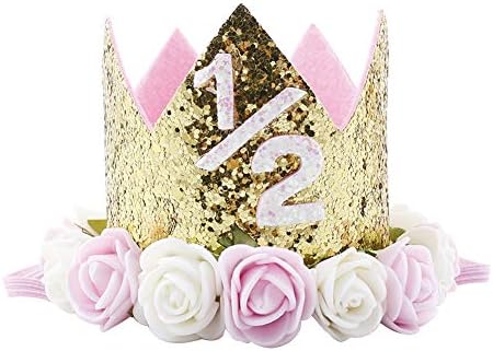 Unisex Erkek Bebek Kız Prenses Tiara Taç Ilk Doğum Günü Şapka Sparkle Altın Çiçek Gül Altın Taç Kek Smash Fotoğraf Prop
