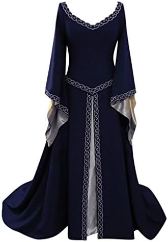 Ortaçağ Elbise, Fortery Rönesans İrlandalı Elbise Kadınlar için Artı Boyutu Uzun Elbiseler Dantel up Kostümleri Retro Elbisesi