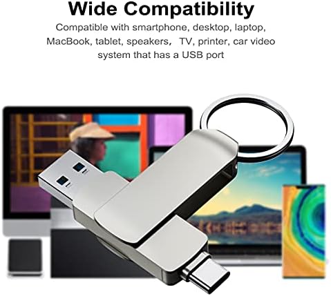 Amanatt USB C Flash Sürücü 1 TB 3.0 Akıllı Telefon Veri Transferi Fotoğraf Sopa 1000 GB Anahtarlık ile 2 in 1 OTG Yüksek Hızlı