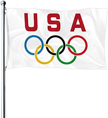 ABD Olimpiyat Oyunları Beş Olimpiyat Halkaları Afiş 3x5 Ft Bayrak Oyunları İçin İki Pirinç Grommets ile Açık Dekor