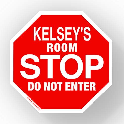 Kelsey Dur Onun Benim Odası Işareti-Resmi Görünümlü 5 1/2 x 5 1/2 Kişiselleştirilmiş Adı Işareti - Duvar Asılı için Çocuk Odası