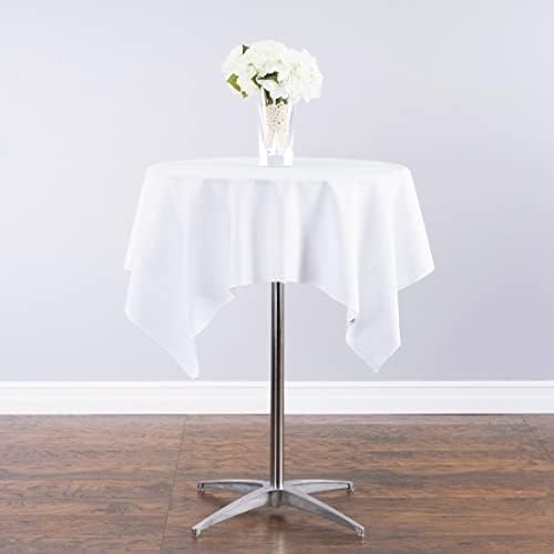 LinenTablecloth 54 İnç Kare Polyester Masa Örtüsü Beyaz