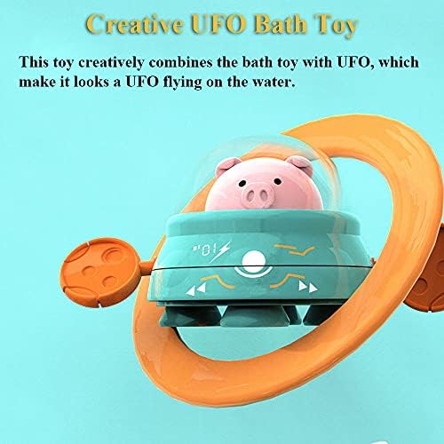 NEXTAKE Küvet Oyuncak Çekme Dize UFO Piggy Banyo Oyuncak Windup Yüzme Kürek Tekne Uçan Daire Domuz Yüzen Su Oyuncak için Erkek