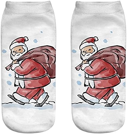 Kadın Boyutlu Baskılı Çorap Noel Pamuk Çorap Trendy Illüstrasyon Moda Çorap Eğlenceli Atletik Yumuşak Rahat Çorap