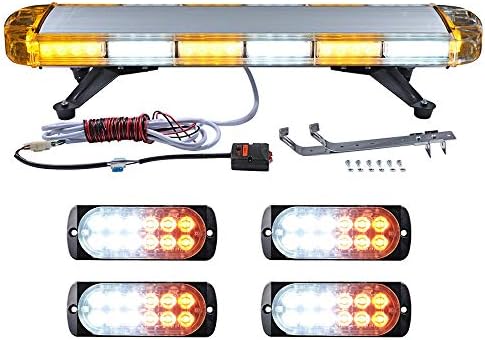 30 inç (mber Beyaz Alternatif Acil Uyarı Strobe ışık Bar Yüksek Yoğunluklu 56 LED Çatı Üst Lightbar Pulluk Çekici Inşaat araç
