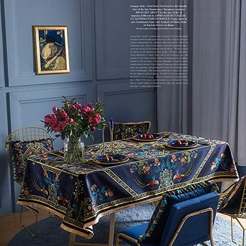 GAXQFEİ Avrupa Saray Dikdörtgen Masa Dekorasyon için Kare Dikdörtgen Masa, Vintage Pamuk Çiçek Masa Örtüsü, altın Masa Örtüsü