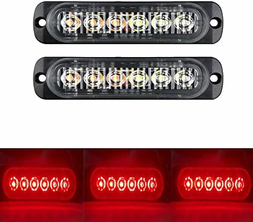 SNOMYRS 2 adet LED Acil Strobe ışıklar 6LED su geçirmez Strobe uyarı acil yanıp sönen ışık ıçin araba kamyon 12 V-24 V evrensel