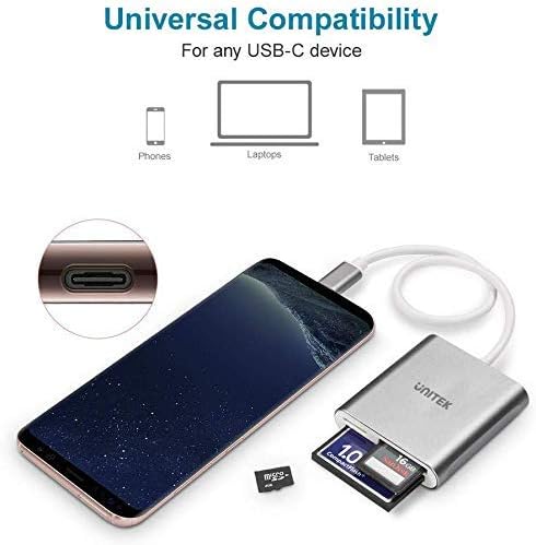 Unıtek 2 in 1 USB C SD / Mikro SD Kart Okuyucu ve Alüminyum 3-Slot USB 3.0 Tip-C Flash Bellek Kart okuyucu