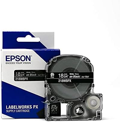 Epson LABELWORKS 218WBPX PET Bant Kartuşu-Siyah üzerine Beyaz Endüstriyel Etiket Makinesi Bandı-3/4 (18MM) Genişliğinde, 30 ft