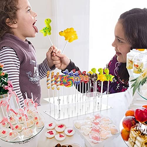 Kek pop Standı, 21 Delik Şeffaf Akrilik Lolipop Tutucu, 100 Paketi Lolipop Çubukları Düğün Bebek Duş Doğum Günü Partileri Yıldönümleri