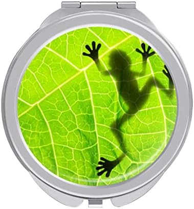 Kurbağa Gölge Yaprak Sevimli Kompakt makyaj aynası Seyahat Taşınabilir Çift Taraflı Büyütme Katlanır Ayna Yuvarlak