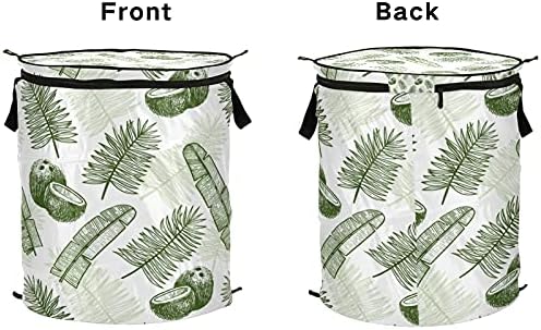 Yaz Palmiye Yaprakları Pop Up çamaşır sepeti fermuarlı kapaklı Katlanabilir çamaşır sepeti Kolları İle Katlanabilir Depolama