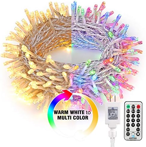 BrizLabs renk değiştirme noel ışıkları, 115ft 300 LED peri dize ışıkları, 11 modları sıcak beyaz ve renkli Noel ağacı ışıkları,