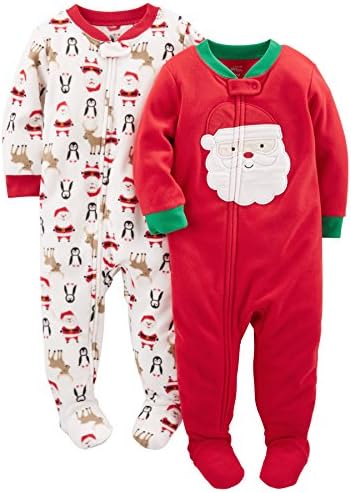 Carter'ın bebek tarafından basit sevinçleri 2-Pack tatil gevşek Fit alev dayanıklı Polar ayaklı Pijama