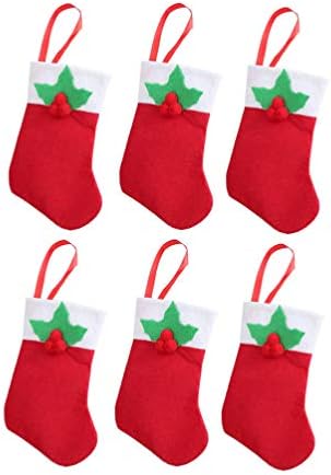 Jenerik Noel Çorap Dekorasyon Kar Tanesi Sofra Tutucular, 6 adet Şeker Kılıfı Çanta Bıçak Kaşık Çatal Çanta Mini Noel Çorap Noel