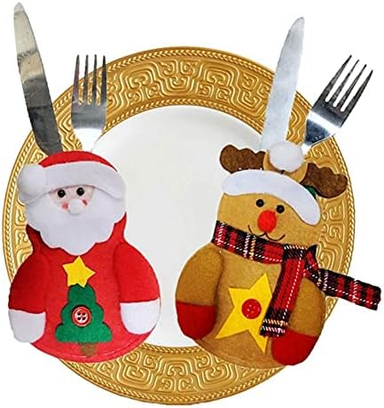 Noel Çatal Tutucular Kardan Adam Gümüş Depolama Noel Mutfak Sofra Tutucu Çanta Noel Süs için Ev Masa 8 pcs