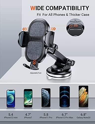 TORRAS Cep Telefonu Tutucu için Araba [203 °F Sıcaklık Dayanıklı] 3 in 1 Araç Telefonu Tutucu Dağı Dashboard Hava Firar Cam iPhone