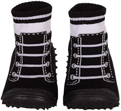 Patinajcı Erkek Bebek Terliği-Kaymaz Terlik Çorap Ev Ayakkabısı Patik (Ebat: 12-24M)