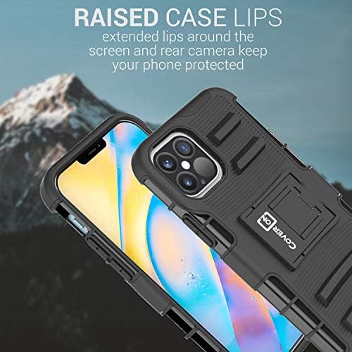 CoverON Kılıf Kapak Apple iPhone 12 Pro Max Kılıf için Tasarlanmış (6.7), Sağlam Kemer Klipsi Kickstand Çift Katmanlı Telefon