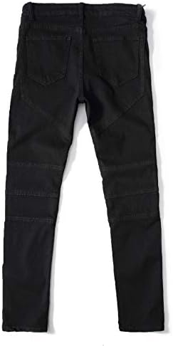 Andongnywell Tahrip Erkek Slim Denim Düz Biker Skinny Jeans Casual Uzun Adam Zip Cep Deco ıle Yırtık Kot