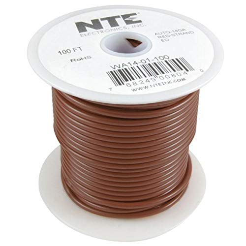 NTE Electronics WA18-01-40 Bağlantı Kablosu, Otomotiv, Tip 18 Gösterge, Telli, 40 ' Uzunluk, Kahverengi
