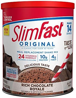 SlimFast Yemek Değiştirme Tozu, Orijinal Zengin Çikolata Royale, Kilo Kaybı Sallama Karışımı, 10 g Protein, 14 Porsiyon