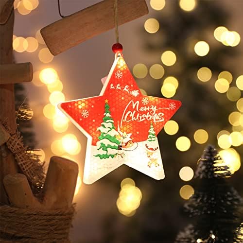 Fairedear Noel ışıklı pencere süslemeleri LED Noel ağacı ışıkları 3D ışık süsler kardan adam ve yıldız şekli asılı ışıklar Noel