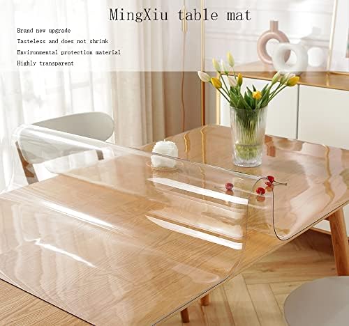 MingXiu 20x36 İnç Temizle PVC Masa Örtüsü Koruyucu, Yükseltilmiş Versiyonu Su Geçirmez Vinil Masa Üstü Koruyucu Mat,1.5 mm Kalın