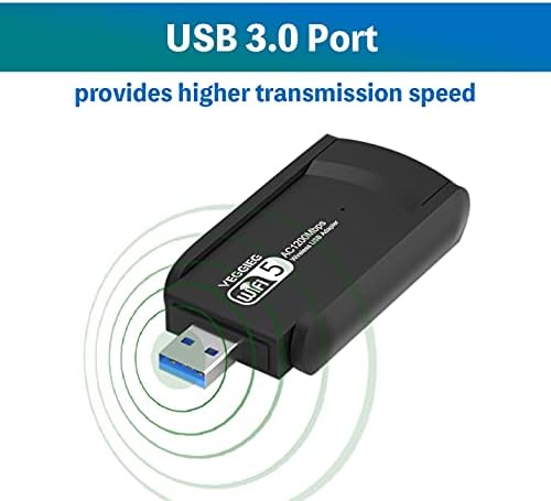 USB WiFi Adaptörü 1200 Mbps Kablosuz İnternet USB 3.0 Dual Band 5 GHz/2.4 GHz WiFi Dongle ile 5dbi Yüksek Kazançlı Anten için