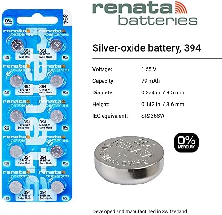 Renata Piller 394 / SR936SW 1.5 V Gümüş Oksit İzle Pil Cıva İçermez (10 Paket)