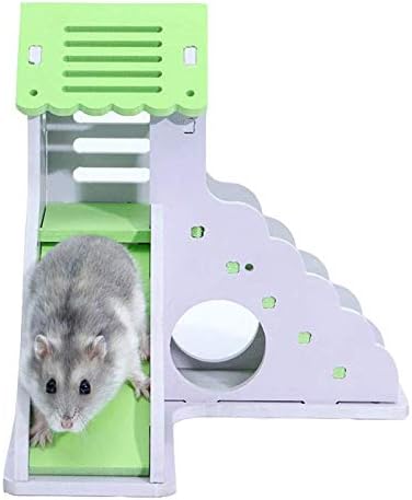 Ahşap Hamster Evi-Pet Küçük Hayvan Hideout, Araya Hamster Kulübe Villa, Kafes Habitat Dekor Aksesuarları, Oyuncaklar Oynamak