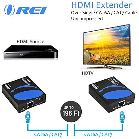 Oreı HDMI Extender Fazla Tek CAT6A/Cat7 Kablo Sıkıştırılmamış 1080P @ 60Hz ile IR-kadar 196 ft