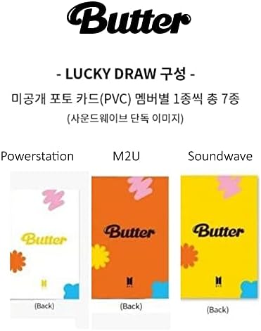 BTS: Butter-M2U Resmi Şanslı Çekiliş 1 Set (7 adet) - Güney Kore'den Orijinal / K-Pop Fotoğraf Kartları