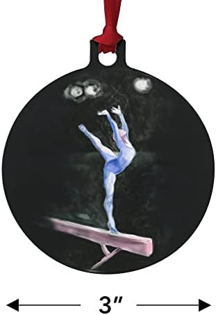 GRAFİK ve DAHA FAZLA Kadın Jimnastikçi Vault Pommel At Jimnastik Alüminyum Tatil Noel Ağacı Süsleme-3.0 (7.6 cm) x 3.37 (8.6