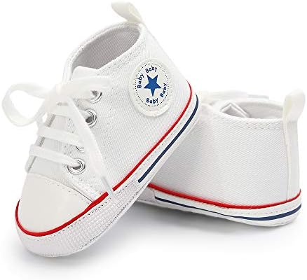 KİDSUN Unisex Erkek Bebek Kız kanvas Sneaker Yumuşak Taban Ayak Bileği Bebek Ilk Yürüyüşe Beşik Ayakkabı