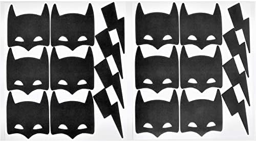 Süper Kahraman Yeniden Kullanılabilir Duvar Çıkartması-Siyah (20 Adet) | Siyah Maskeler Duvar Çıkartması / Süper Kahraman Duvar